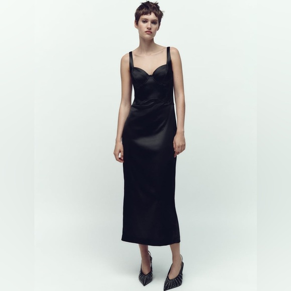 Zara SATIN EFFECT CORSET DRESS - Picture 5 of 16